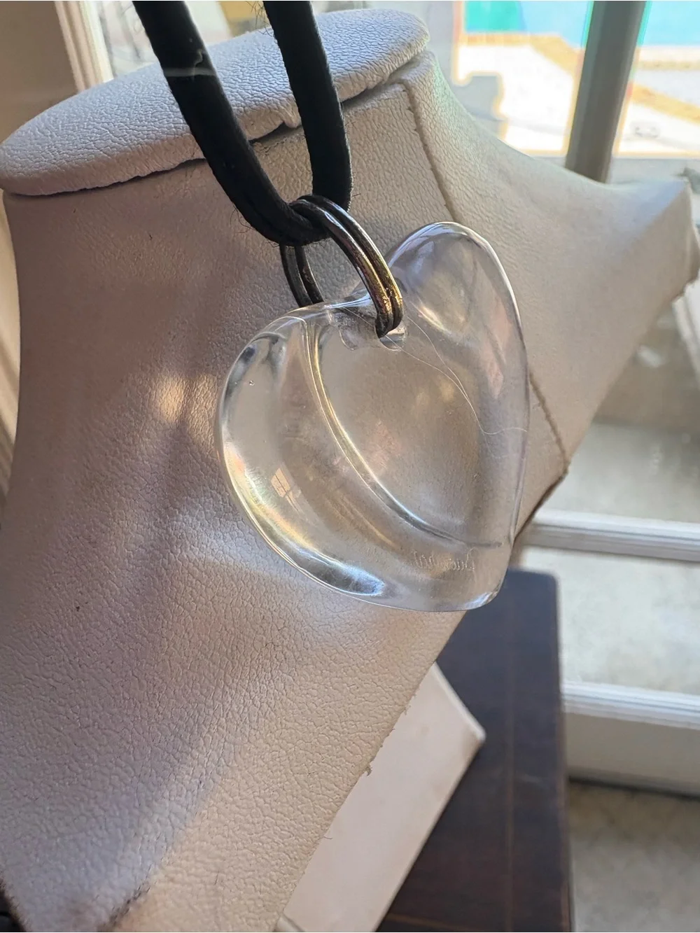 Baccarat Heart Pendant Necklace on Black Cord